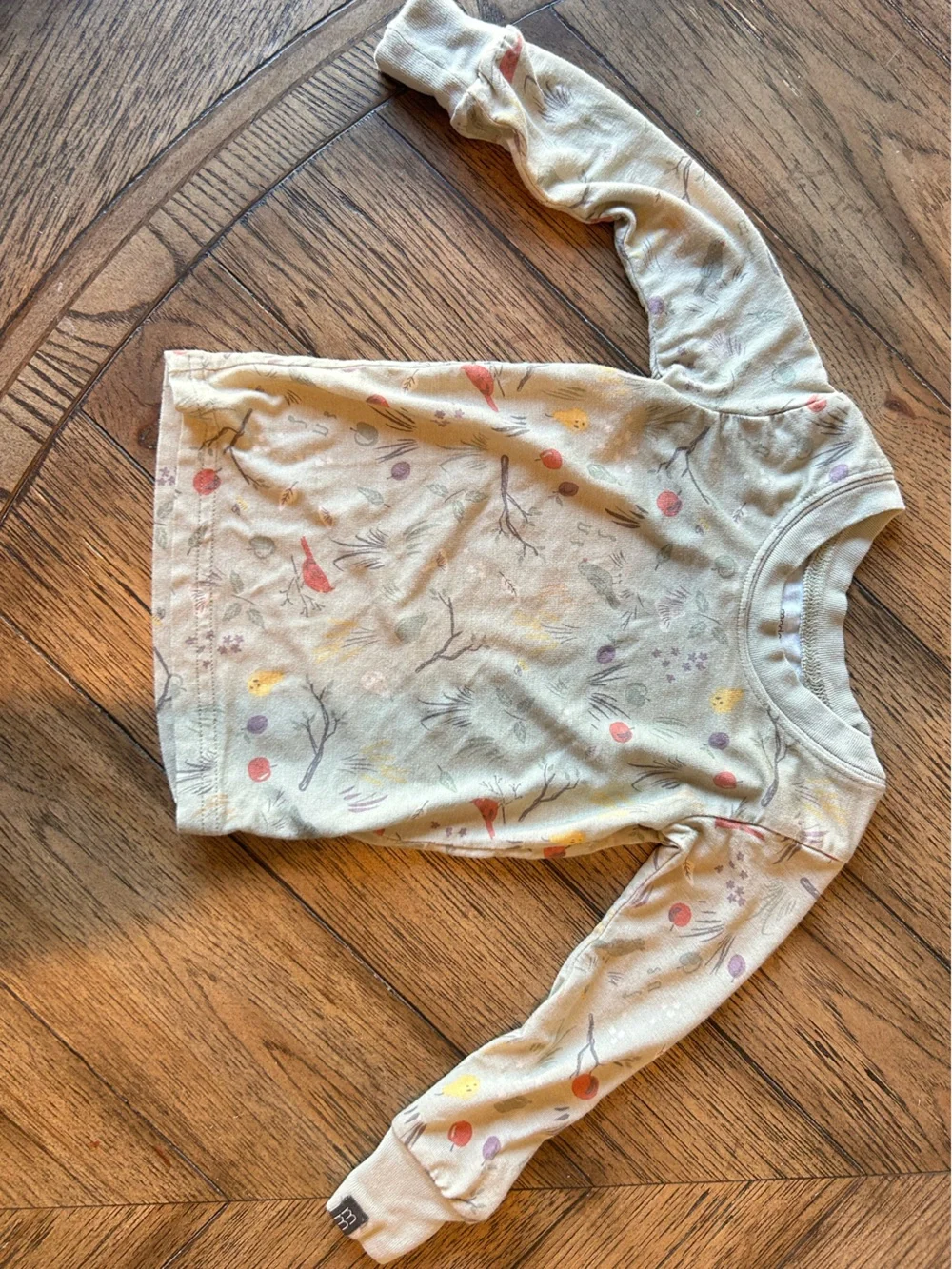 Modern Moments Green Kids Pajama Set with Multicolor Bird Print